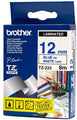 Brother Laminated Blue on White Tape - 12mm x 8 metres
