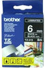 Brother Laminated White on Black Tape - 6mm x 8 metres