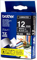 Brother Laminated White on Black Tape -12mm x 8 metres