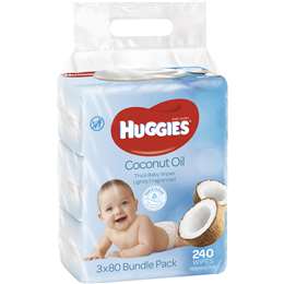 Huggies Wipes With Coconut Oil 80 Pk - Pack of 3