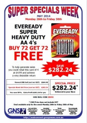 Ssw 05-14 Battery Eveready Shd Aa 4 Bp4 Buy 72 Get 72 Free