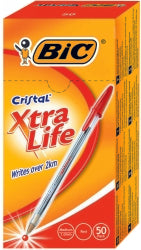 BIC Pen BP Cristal Xtra Life Medium Red - Pack of 50