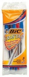 Bic Cristal Medium Asstd Pouch 5'S