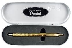 Pen Pentel Energel Bl407 Rt Metallic Gold Barrel In Gift Box
