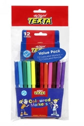 Marker Texta Wlt 12 + Bonus Coloured Pencils Pk12
