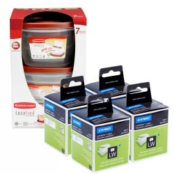 Dymo Buy 4 Sd99010 28X89 Labels Get Bonus 7 Piece Container Set