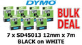 Dymo Bulk Deal 7 X Sd45013 D1 12Mm Labels Blk/Wht