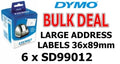 Dymo Bulk Deal 6 X Sd99012 Large Address 36X89