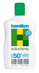 Sunscreen Hamilton 125Ml Active Family Lotion Spf50+ Bottle