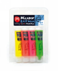 Paint Micador Easy Wash Asst Fluoro Colours 4X60Ml
