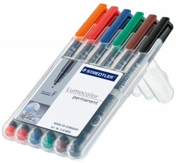 Marker Pen Staedtler Lumocolor Permanent 318 0.6Mm F Asst Wlt6