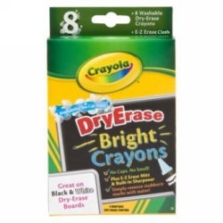 Crayons Crayola Dry Erase Whiteboard Washable Brights Pk8