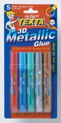 Glue Texta 10.5Ml Metallic Asst Col Pk5