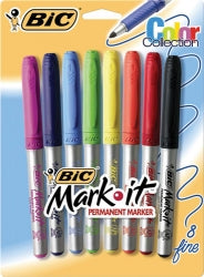 Marker Bic Mark-It Perm Fine Colour Collection Pk8