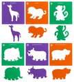 Stencil Ec Jungle Animals 203X203Mm Set Of 6