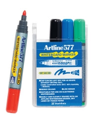 Artline Whiteboard Marker 577 2mm Bullet Nib Assorted - Wallet of 4