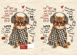 Book Jacket Spencil 9X7 Exercise Cat In Ear Muffs
