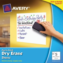 Sheets Avery Peel & Stick White 254X254Mm 5 Sheets