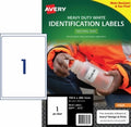 Label Avery Inkjet H/Duty White 1Up Pk10