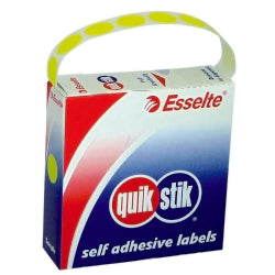 Label Quik Stik Disp 14Mm Fluoro Yellow Dot