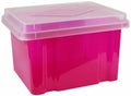 Storage Box Italplast 32L Tinted Pink Base/Clear Lid