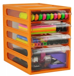 Office Organiser Italplast 4 Drawer Mandarin