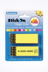 Stick On Sign Here B/Tone 76X25 Neon Pk2
