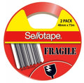 Tape Packaging Sello Fluro Orange Fragile 48Mmx75M 2Pk