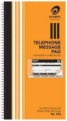 Telephone Message Book Olympic C/Less 4Tv