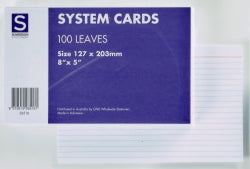 System Cards Sovereign 8X5 Ruled White Pk100