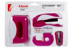 Stationery Desk Set Esselte Wow 5 Piece Pink