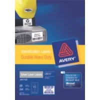Label Avery Laser L6012  H/Duty Silver 10Up Pkt20