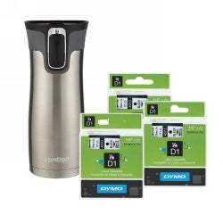 Deal Dymo D1 Tape 3 12Mm Blk/Wht Bonus Contigo Travel Tumbler