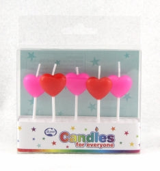 Candle Alpen Boxed Hearts Red & Pink Pk5