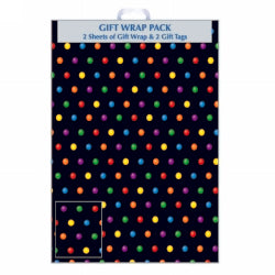 Gift Wrap Alpen Sheets & Tags Black Dots Pk2