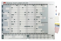 Wall Planner Financial Year 2018/19 Sasco 870X610Mm Grey