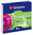 Cd-Rw Verbatim 80Min 4X Slim Case Col Pk5