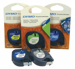 Dymo Letra-Tag Paper 12mm Label Tape White - Pack of 2
