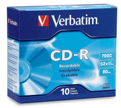 Cd-R Verbatim 80Min 52X 700Mb Slim Case Pk10