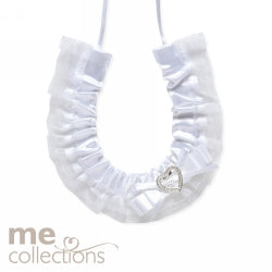Wedding Charm Me Horseshoe W/Heart Brooch & Bow White