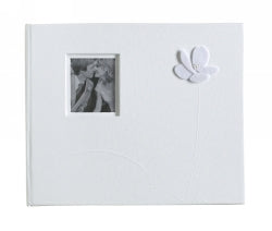 Wedding Guest Book Me W/Floral Embossing White