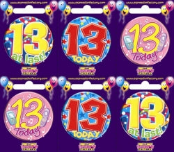 Badges Alpen Small 13Th Birthday 6 Asstd