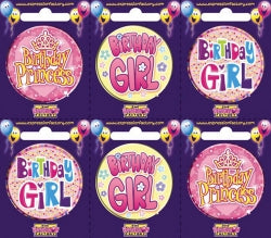 Badges Alpen Small Brithday Girl 6 Asstd