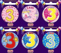 Badges Alpen Small I Am Three 6 Asstd