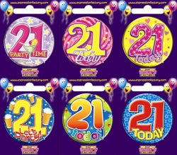 Badges Alpen Small 21St Birthday 6 Asstd