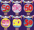 Badges Alpen Small 50Th Birthday 6 Asstd