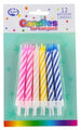 Candles Alpen Jumbo Candy Stripe With Holders Pk12
