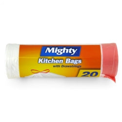 Bag Mighty Kitchen 55C62Cm 40 Litre White & Pink  Drawstring 20'S