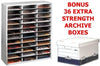 Literature Sorter Fellowes 36 Compartment Grey + Bonus Archive Boxes