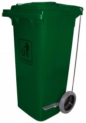 Trolley Bin Cleanlink 120L Heavy Duty With Foot Pedal Green